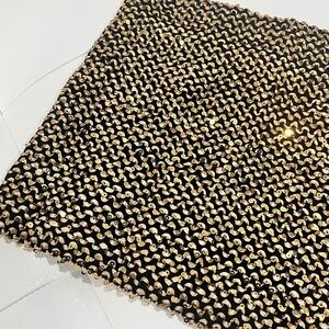Versatile Stretchy Black and Gold Mini Skirt or Crop Tube Top With Sequins